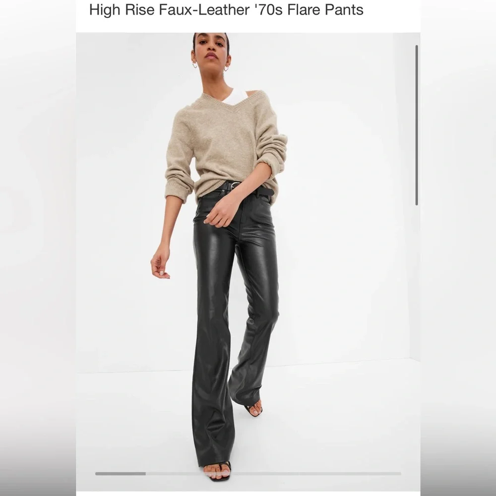 High rise faux leather black pant - Picture 1 of 3